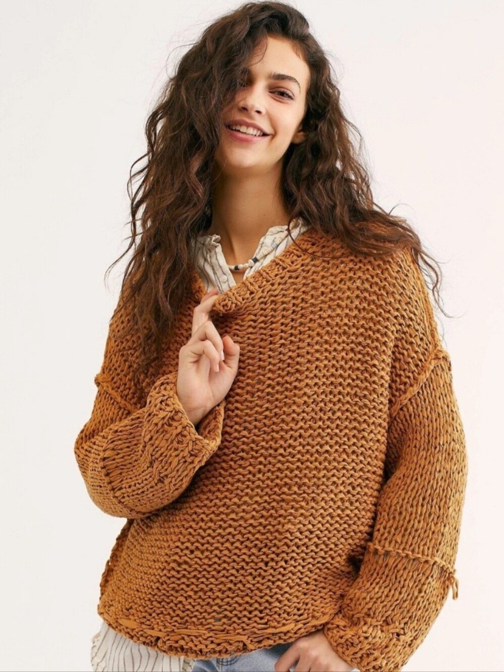 Free Peope Chunky Knit Crewneck Sweater